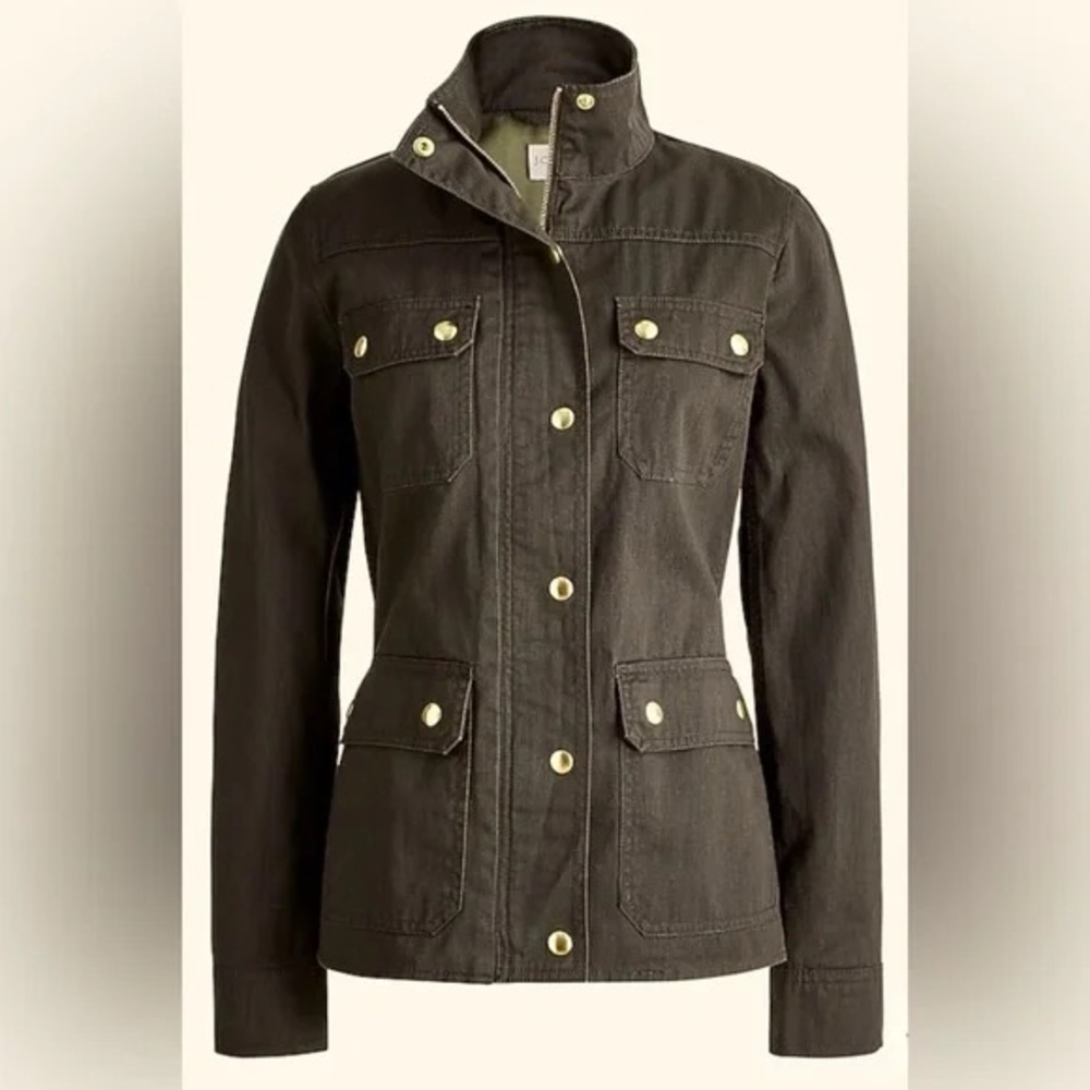 J. Crew Olive Green Utility Jacket with Brass Buttons